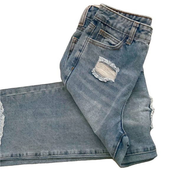 GB Girls Wide Straight Leg Distressed Jeans Size 10 - Picture 13 of 14